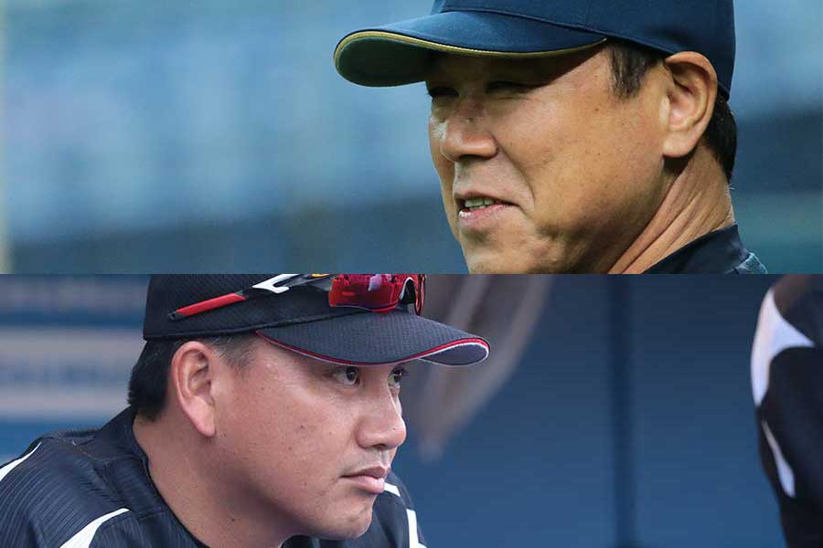 オリックス・福良監督とロッテ・井口監督【写真：荒川祐史】