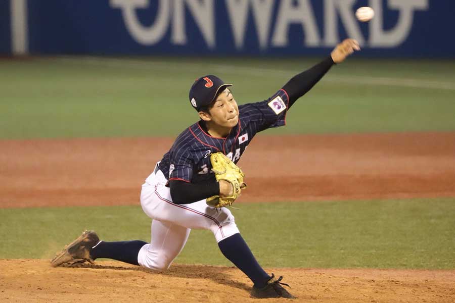 3番手で好救援をみせた侍ジャパン高校代表・板川【写真：荒川祐史】