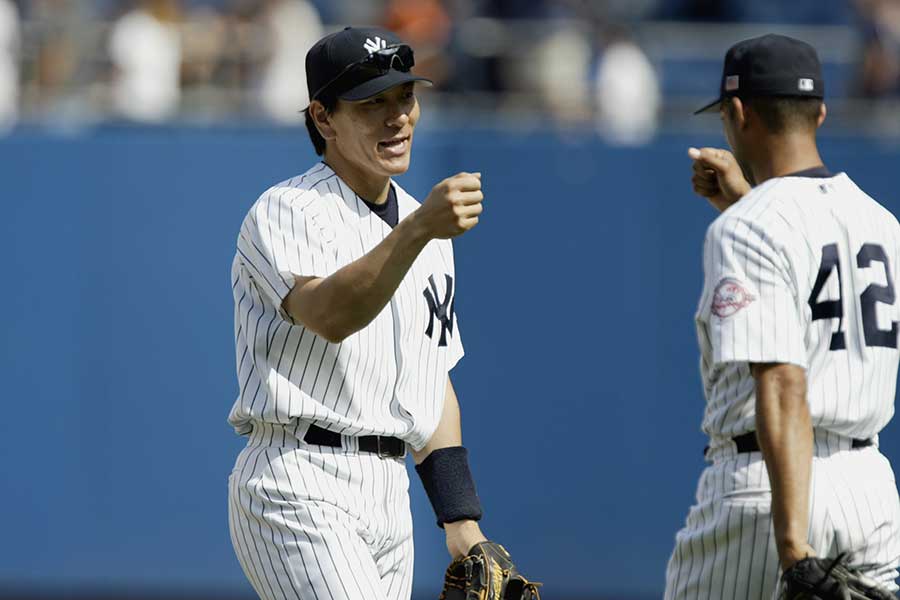 現役時代ともにヤンキースでプレーした松井秀喜氏（左）とマリアーノ・リベラ氏【写真：Getty Images】