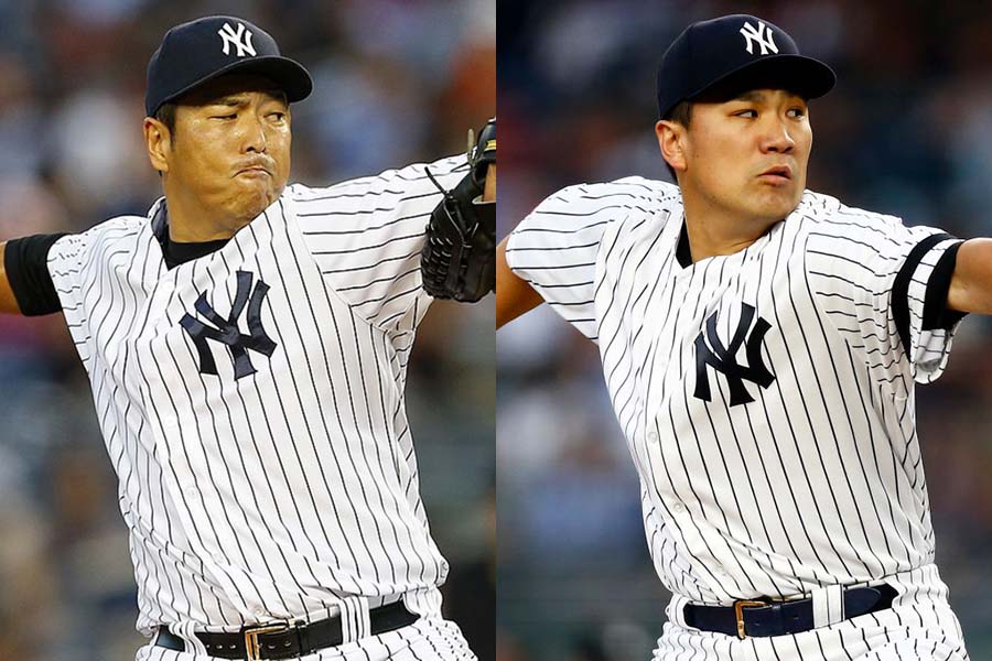ヤンキースで活躍した黒田博樹氏（左）と田中将大【写真：Getty Images】