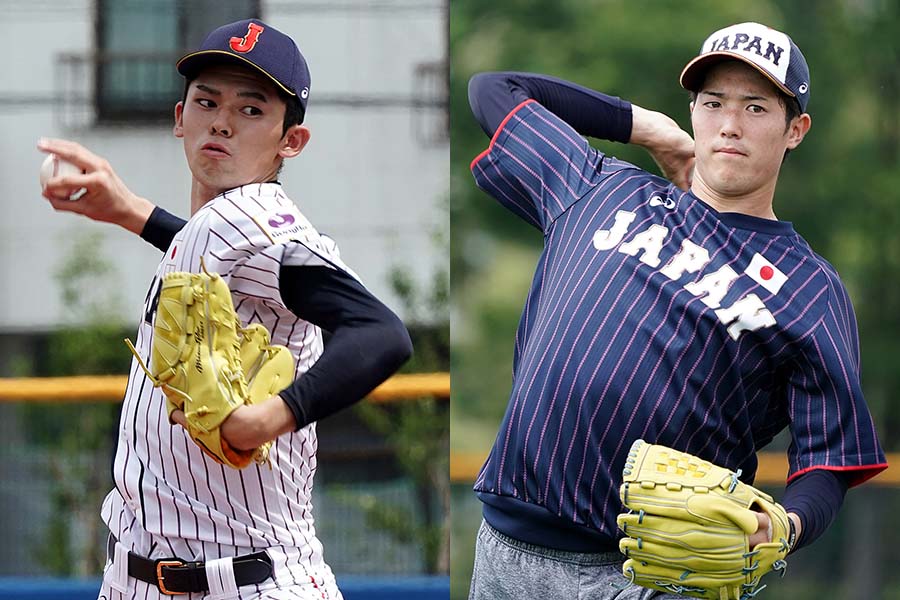 侍ジャパンU-18代表・佐々木朗希（左）と侍ジャパン大学代表・森下暢仁【写真：Getty Images】