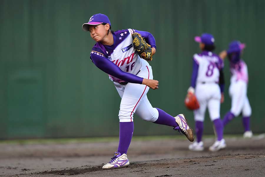 京都フローラ・龍田美咲は7回を投げ切った【写真提供：日本女子プロ野球リーグ】