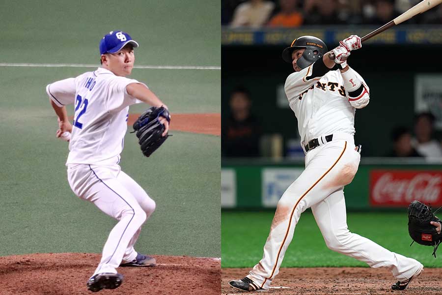 中日・大野雄大（左）と巨人・坂本勇人【写真：福谷佑介, Getty Images】