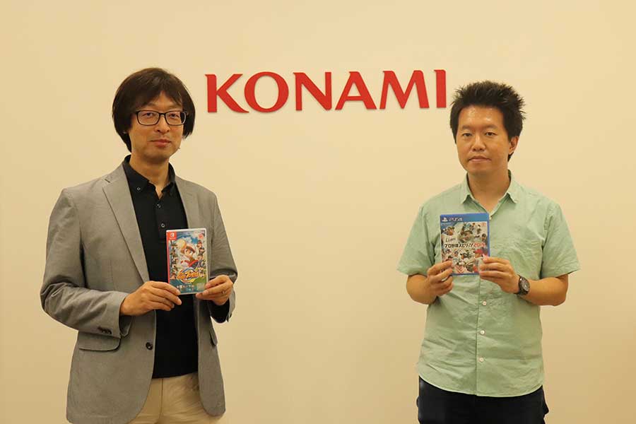 KONAMIプロデューサーの森博信さん（左）と山口剛さん【写真：編集部】