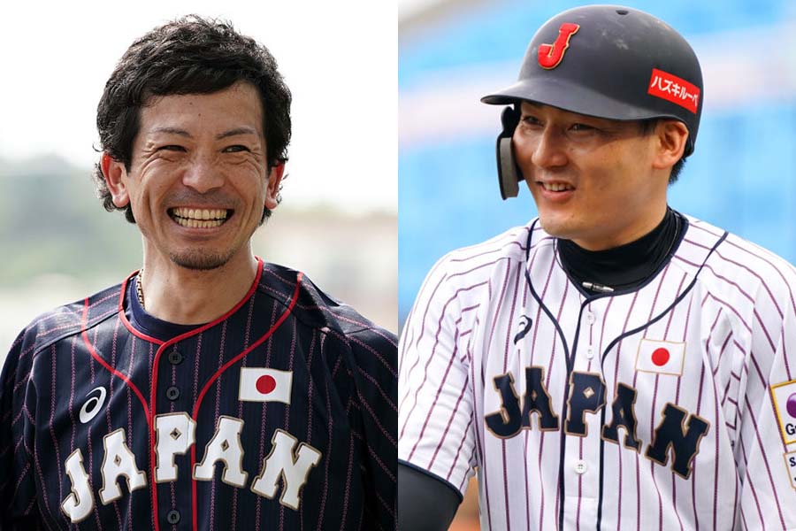 侍ジャパンのソフトバンク・松田宣浩（左）と巨人・丸佳浩【写真：Getty Images】