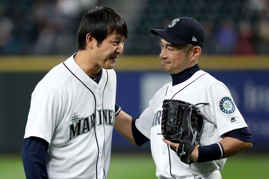2010年代のマリナーズを支えた岩隈久志とイチロー氏（左から）【写真：Getty Images】