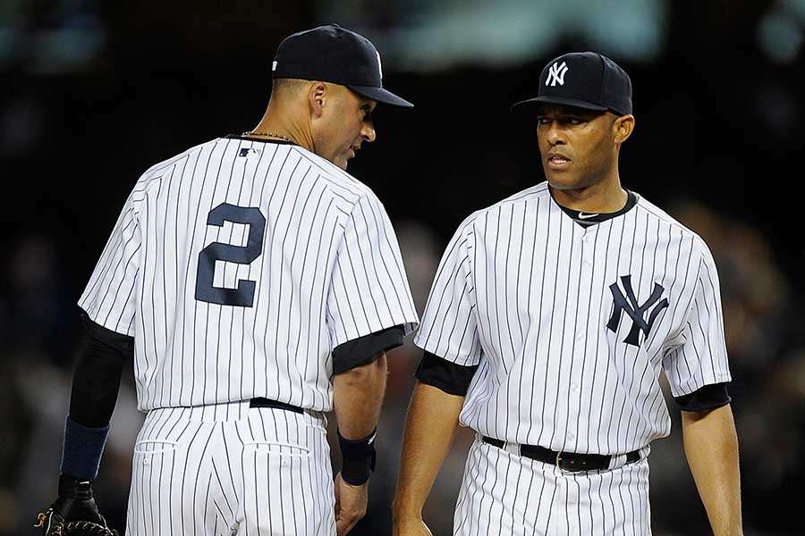 ヤンキースで活躍したデレク・ジーター氏（左）とマリアノ・リベラ氏【写真：Getty Images】