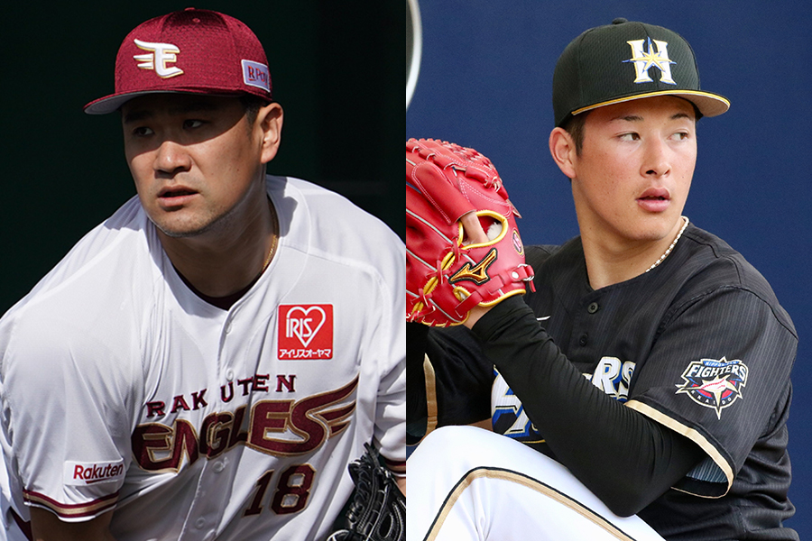 楽天・田中将大（左）と日本ハム・吉田輝星【写真：荒川祐史、石川加奈子】