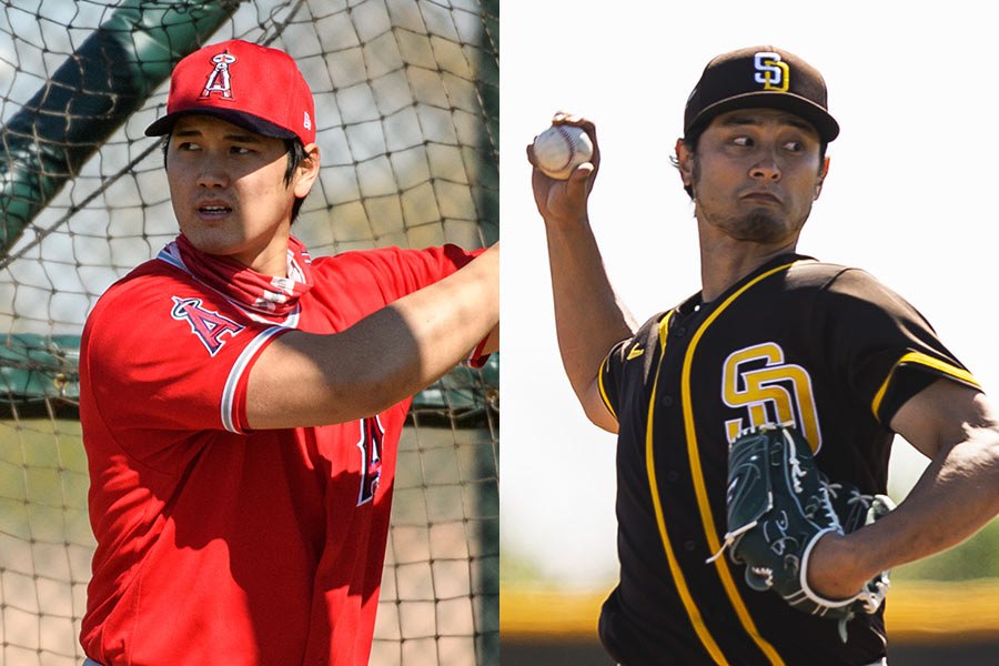 エンゼルス・大谷翔平（左）とパドレス・ダルビッシュ有【写真提供：Angels Baseball、Getty Images】