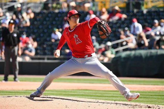 今OP戦初のマウンドに上がったエンゼルス・大谷翔平【写真提供：Angels Baseball】