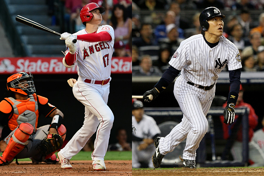 エンゼルス・大谷翔平（左）とヤンキース時代の松井秀喜【写真：Getty Images】