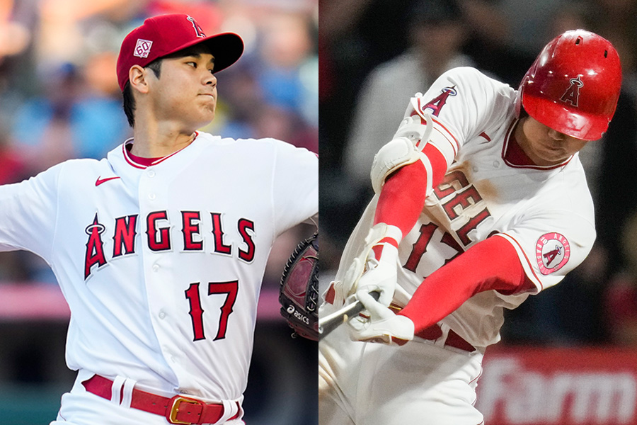 レッドソックス戦に「2番・投手」で出場したエンゼルス・大谷翔平【写真：AP】