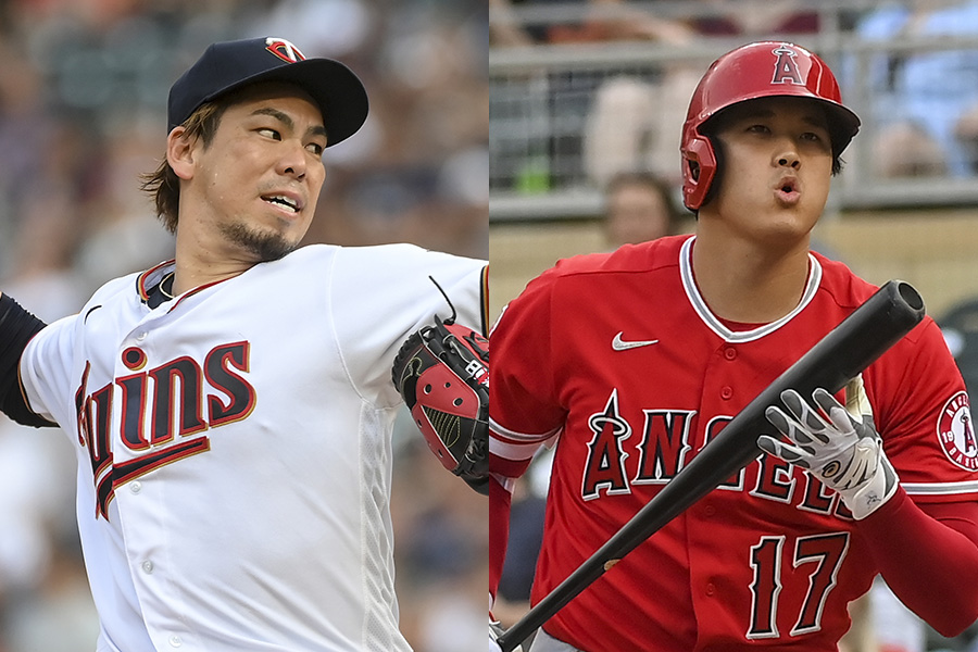 対戦した前田健太（左）と大谷翔平【写真：AP】