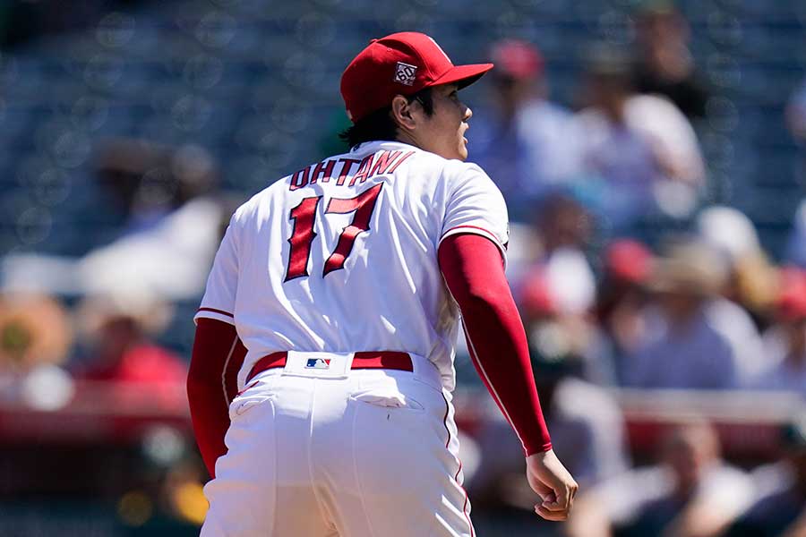 アスレチックス戦に登板したエンゼルス・大谷翔平【写真：AP】