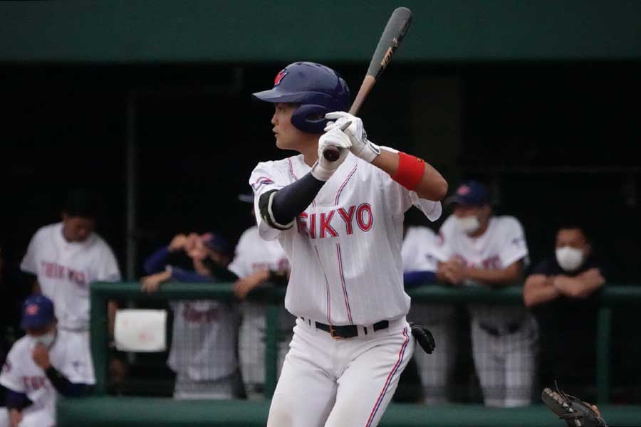 「7番・一塁」で先発した帝京大・島野圭太【写真：川村虎大】
