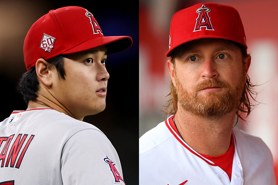 エンゼルス・大谷翔平（左）とアレックス・コブ【写真：Getty Images】