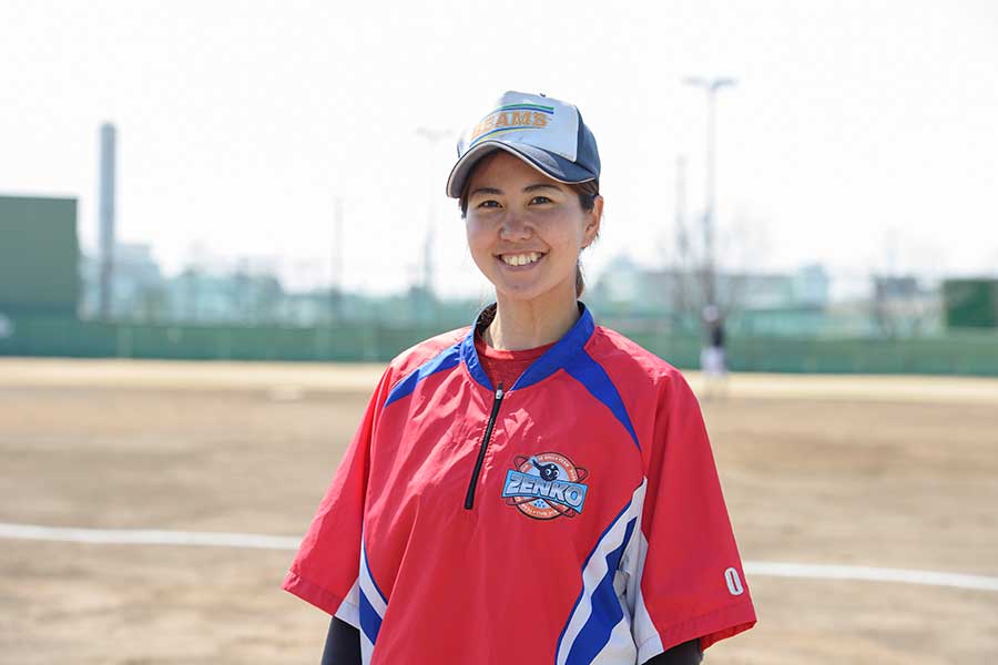 女子硬式野球「ZENKO BEAMS」で主将を務める田中露朝（あきの）【写真：原田健太】