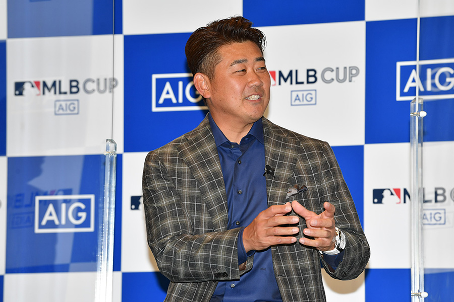「AIG」×「MLB CUP 2022」の活動プラン発表会に登場した松坂大輔氏【写真：小林靖】