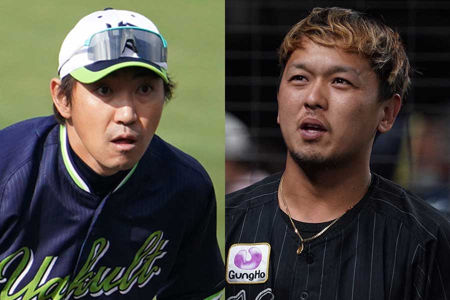 ヤクルト・内川聖一とロッテ・田村龍弘【写真：荒川祐史】