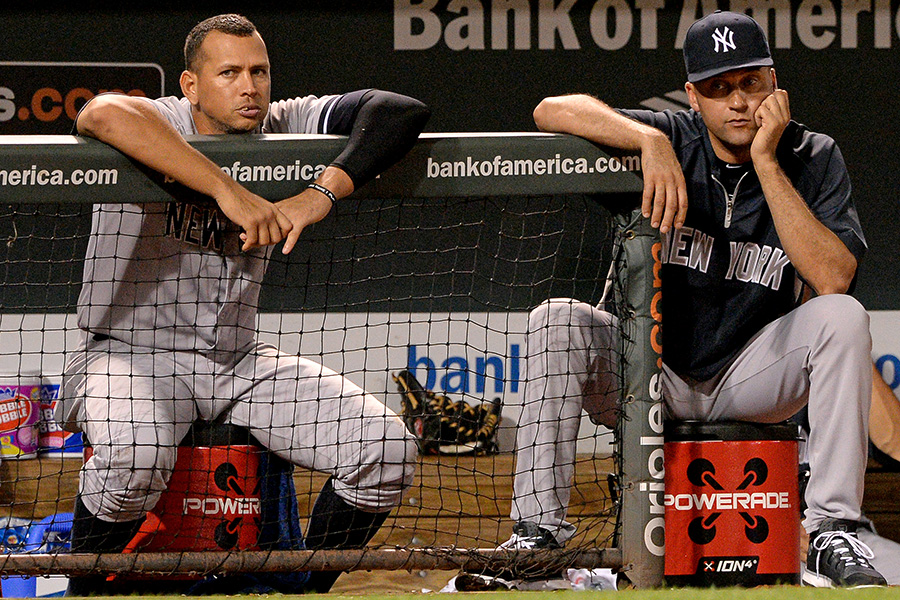 ヤンキース時代のデレク・ジーター氏（右）とアレックス・ロドリゲス氏【写真：Getty Images】