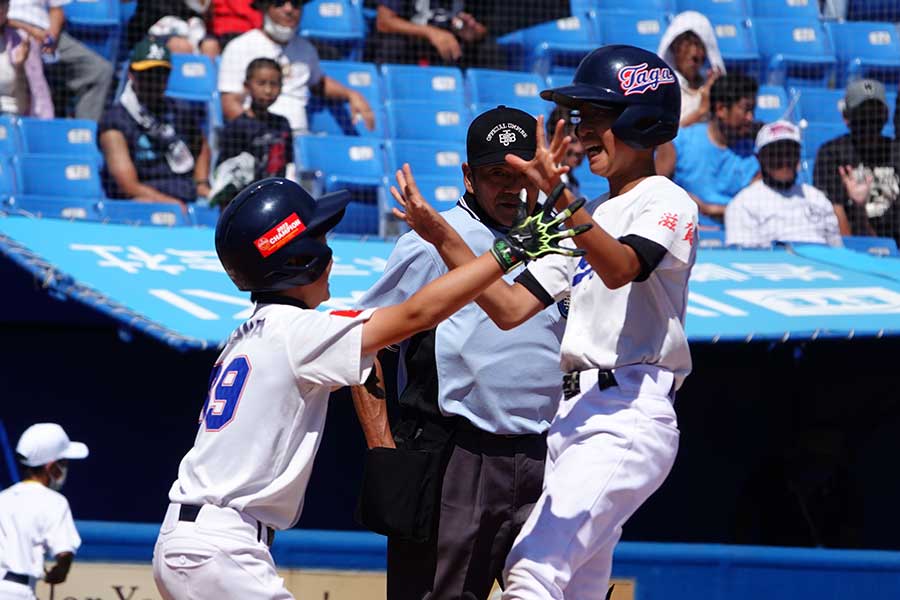 6回に意地の一発を放った多賀少年野球クラブの石田修くん（6年）【写真：編集部】