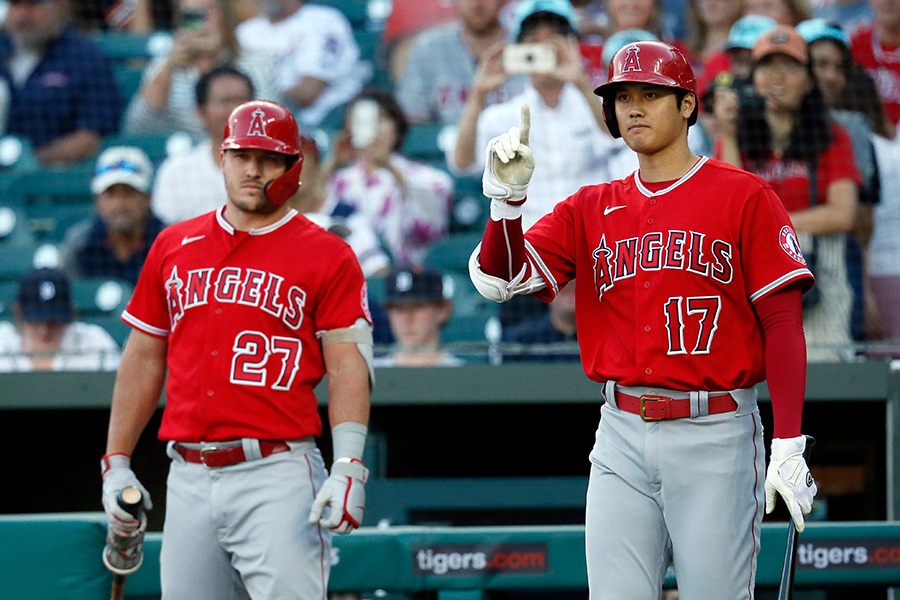 タイガース戦に出場したエンゼルス・大谷翔平（右）とマイク・トラウト【写真：Getty Images】