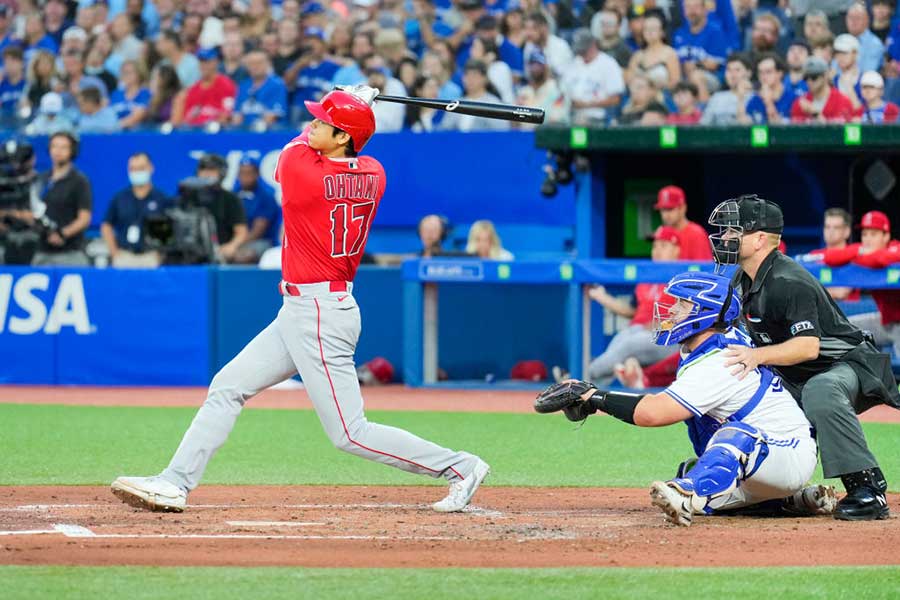 第2打席で2点適時三塁打を放ったエンゼルス・大谷翔平【写真：Getty Images】