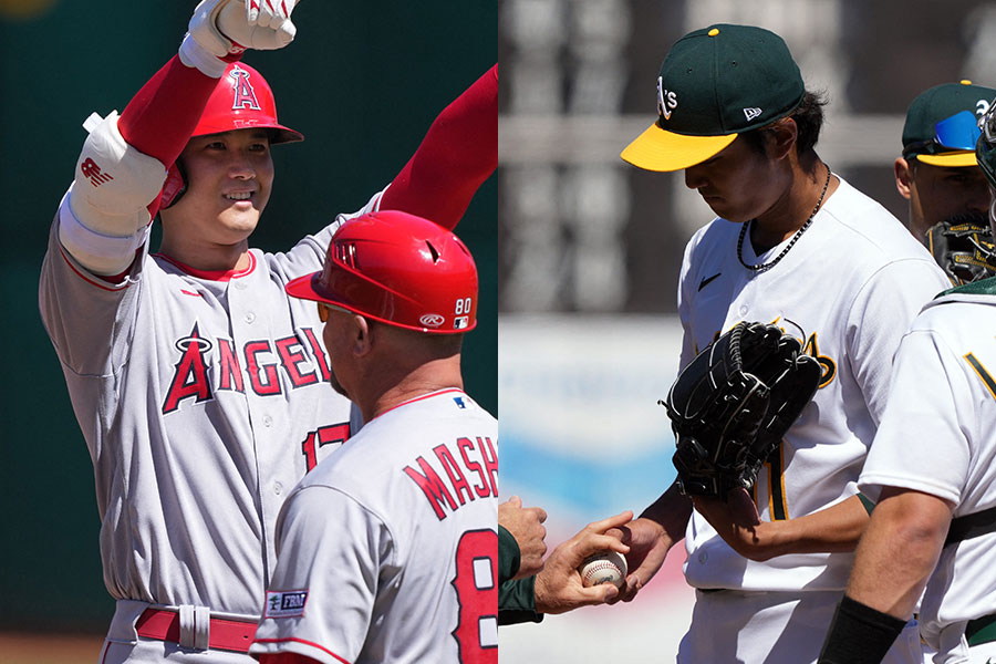 エンゼルス・大谷翔平（左）とアスレチックス・藤浪晋太郎【写真：ロイター】