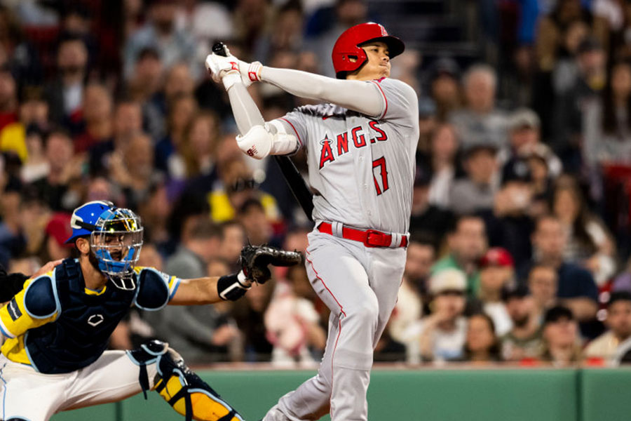 5回の第3打席で中前打を放ったエンゼルス・大谷翔平【写真：Getty Images】