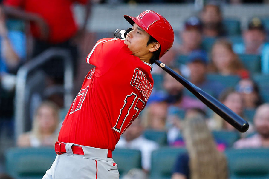 第5打席で中堅へ大飛球を放ったエンゼルス・大谷翔平【写真：Getty Images】