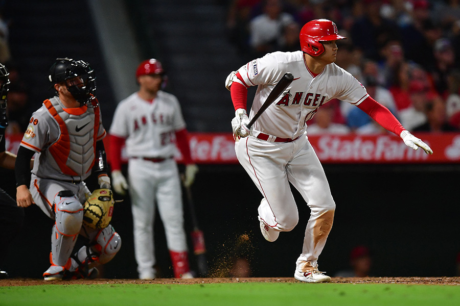 二塁打を放ったエンゼルス・大谷翔平【写真：ロイター】