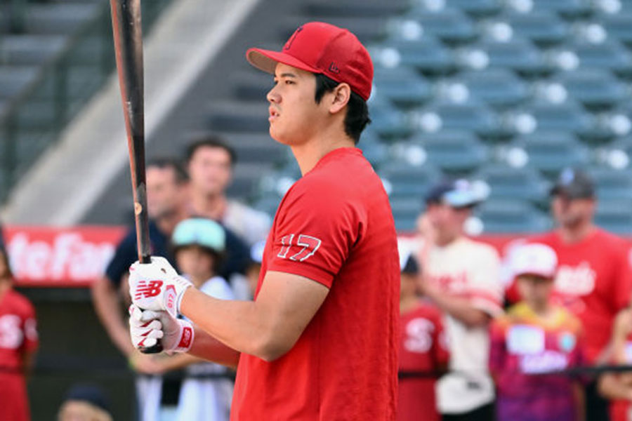 試合までにフリー打撃を行ったエンゼルス・大谷翔平【写真：Getty Images】