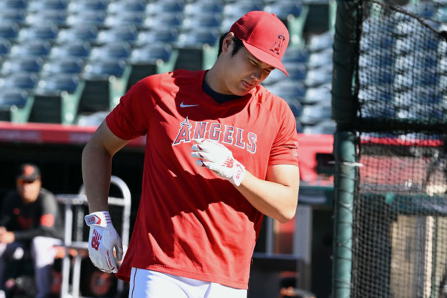 試合前にフリー打撃を行ったエンゼルス・大谷翔平【写真：Getty Images】