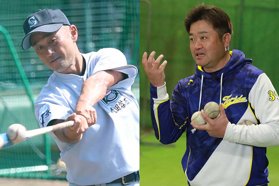 世田谷西リトルシニア・吉田昌弘監督（左）と取手リトルシニア・石崎学監督【写真：加治屋友輝、伊藤賢汰】