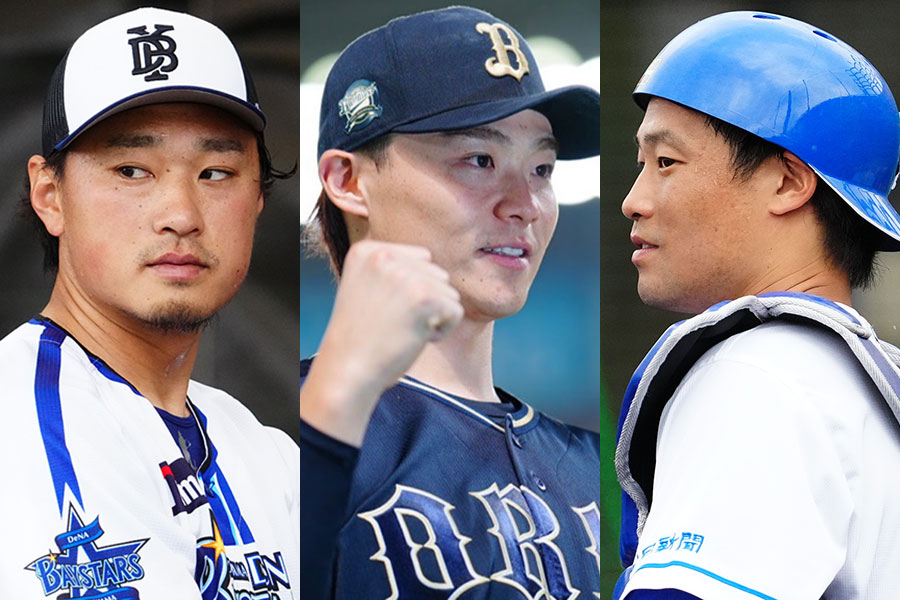 DeNA・石田健大、日本ハム・山崎福也、中日・加藤匠馬（左から）【写真：荒川祐史】