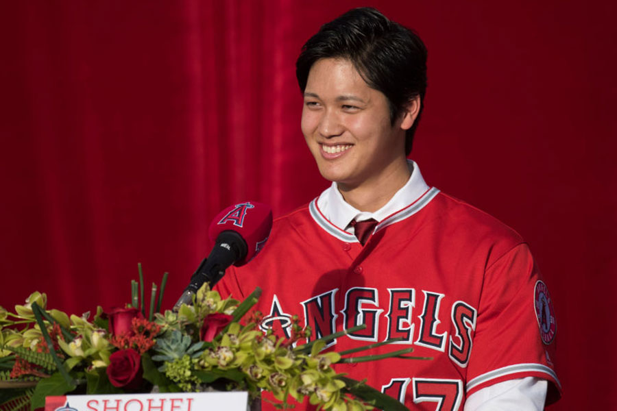 エンゼルス入団会見時の大谷翔平【写真：Getty Images】