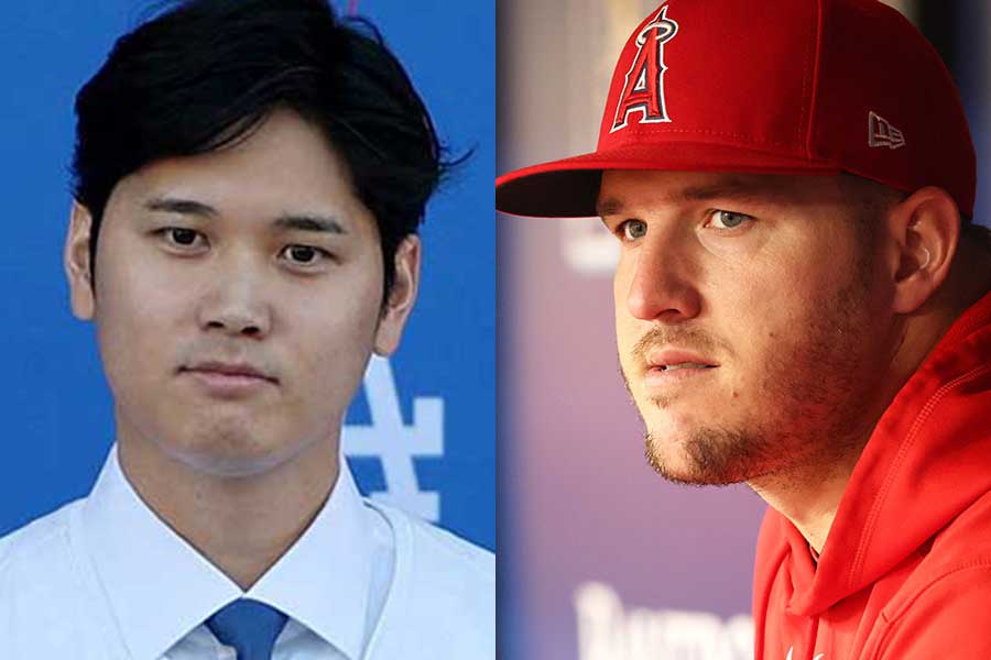 ドジャース・大谷翔平（左）とエンゼルスのマイク・トラウト【写真：ロイター】