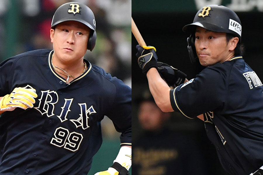 オリックス・杉本裕太郎（左）と福田周平【写真：小林靖】