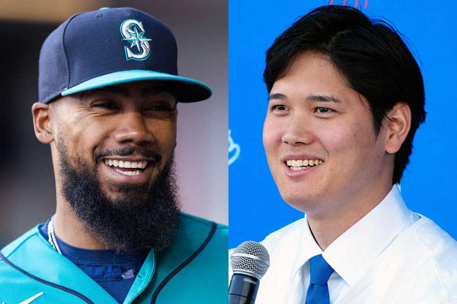 テオスカー・ヘルナンデス（左）と大谷翔平【写真：Getty Images、ロイター】