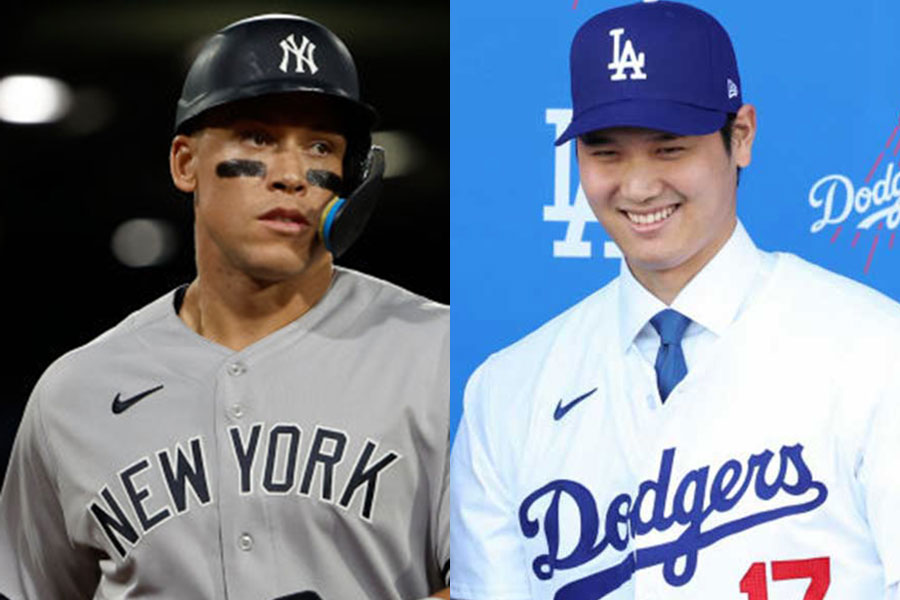 ヤンキースのアーロン・ジャッジ（左）とドジャース・大谷翔平【写真：Getty Images】