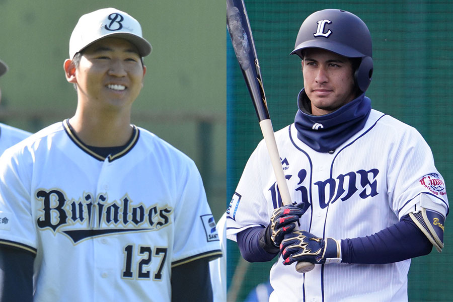 オリックス・椋木蓮（左）と西武・ブランドン【写真：北野正樹、荒川祐史】