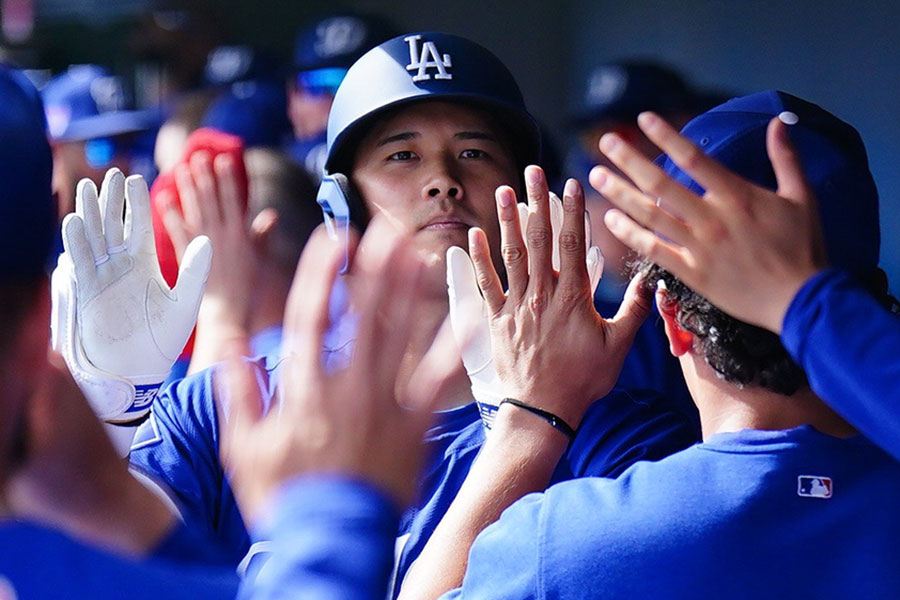 Wソックス戦で一発を放ったドジャース・大谷翔平【写真：荒川祐史】