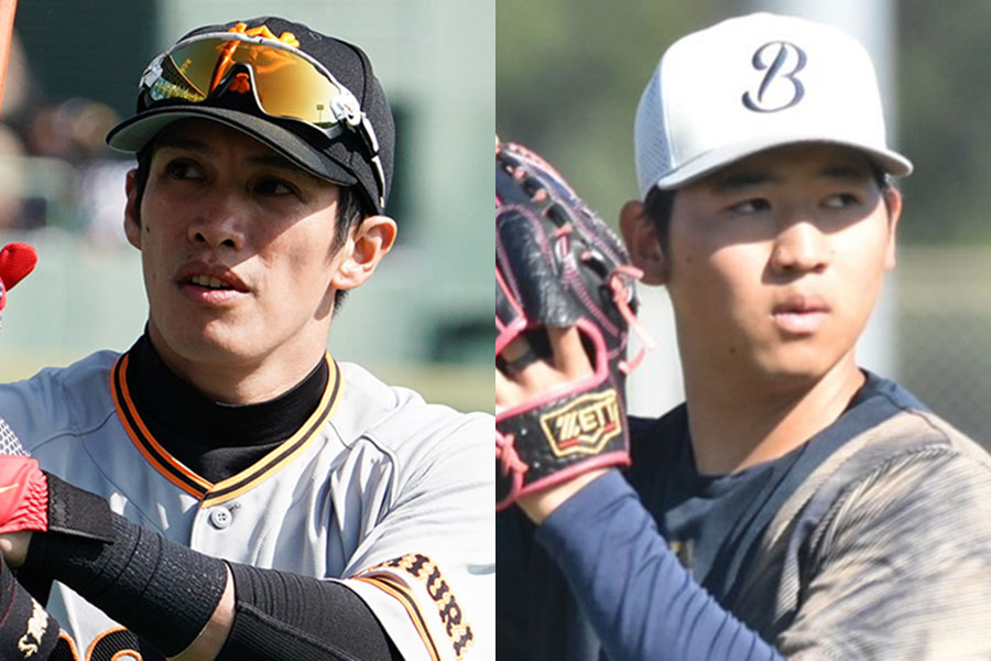 元巨人・陽岱鋼（左）とオリックス・椋木蓮【写真：荒川祐史、北野正樹】