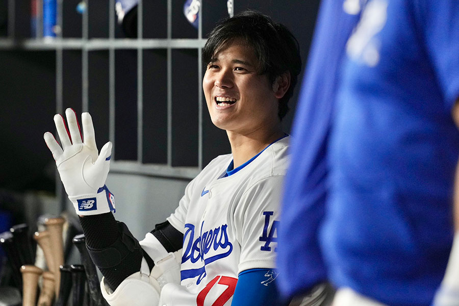 今季1号を放ったドジャース・大谷翔平【写真：小林靖】