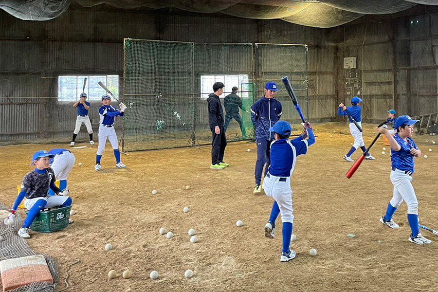 福山ウエスト野球クラブの打撃練習の様子【写真：チーム提供】
