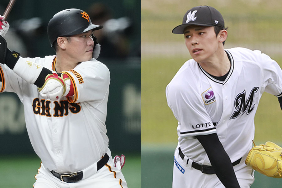 巨人・坂本勇人（左）とロッテ・佐々木朗希【写真：矢口亨】