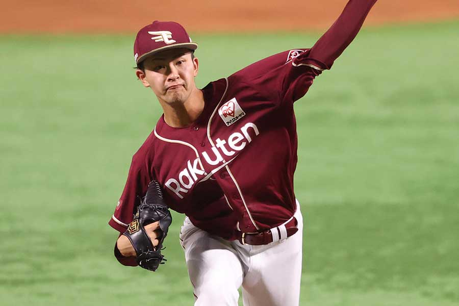 ソフトバンク戦に先発した楽天・古謝樹【写真：栗木一考】