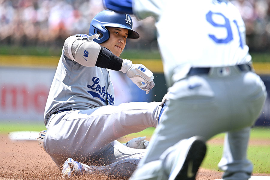 タイガース戦で三塁打を放ったドジャース・大谷翔平【写真：ロイター】