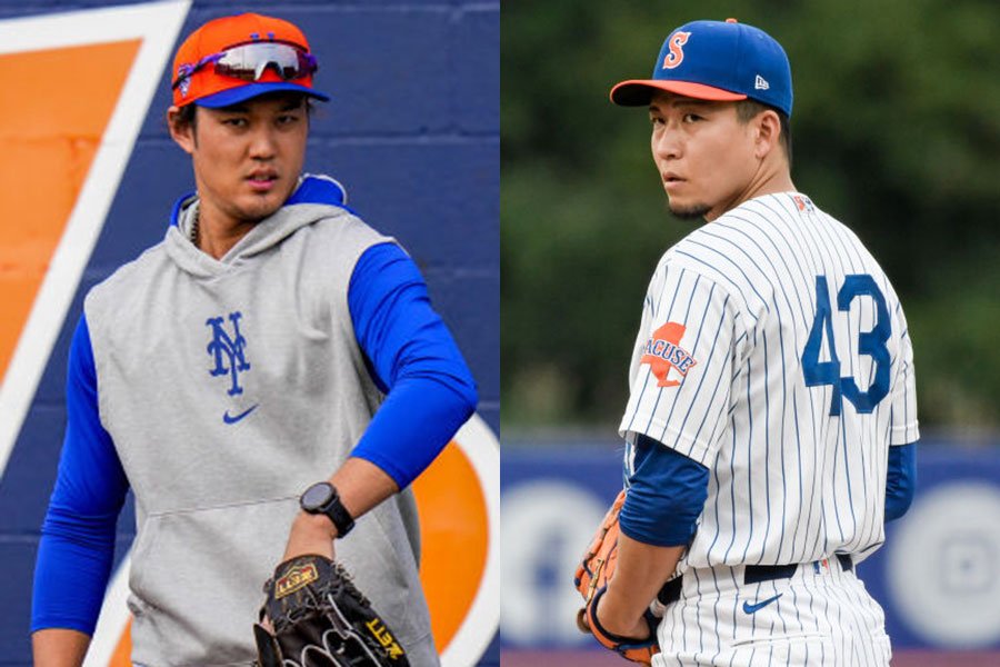 メッツ・藤浪晋太郎（左）と千賀滉大【写真：Getty Images】