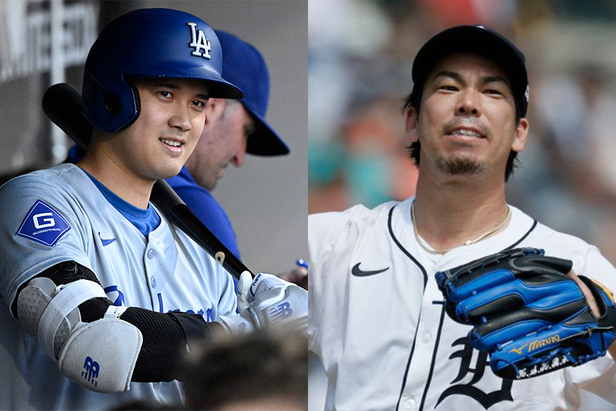 ドジャース・大谷翔平（左）とタイガース・前田健太【写真：ロイター、Getty Images】